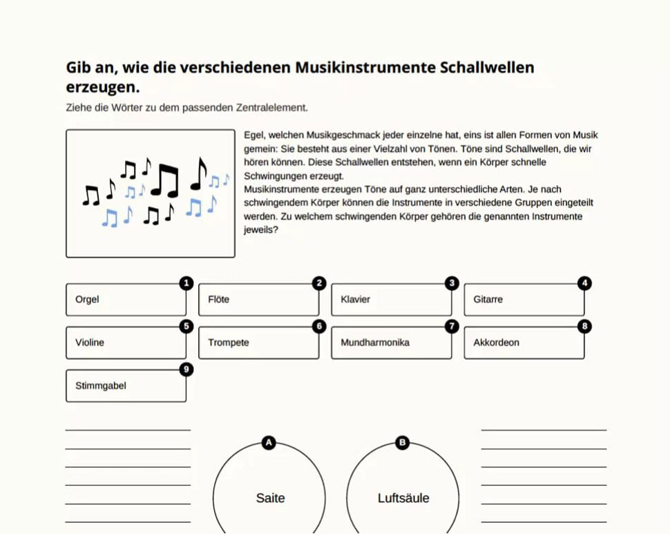 Beispiel eines Arbeitsblattes